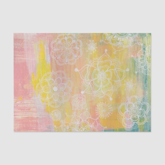 Abstrakter Mixed Media Artist Art Paint Tissue Pap Seidenpapier (Vorderseite)