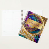 Abstrakter, moderner Alkohol Tinte Lila & Gold Planer (Anzeige)