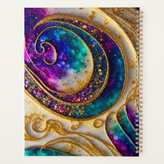 Abstrakter, moderner Alkohol Tinte Lila & Gold Planer (Rückseite)