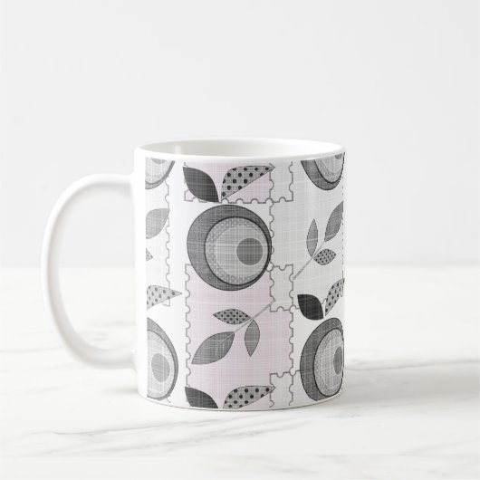 Abstrakter moderner Apfel Frucht-Patchwork geometr Kaffeetasse (Links)