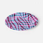 Abstrakter, moderner geometrisch gestreifter Somme Pappteller (Schrägansicht)