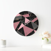 Abstrakter, moderner geometrischer Dreiecksdruck Große Wanduhr (Zuhause)