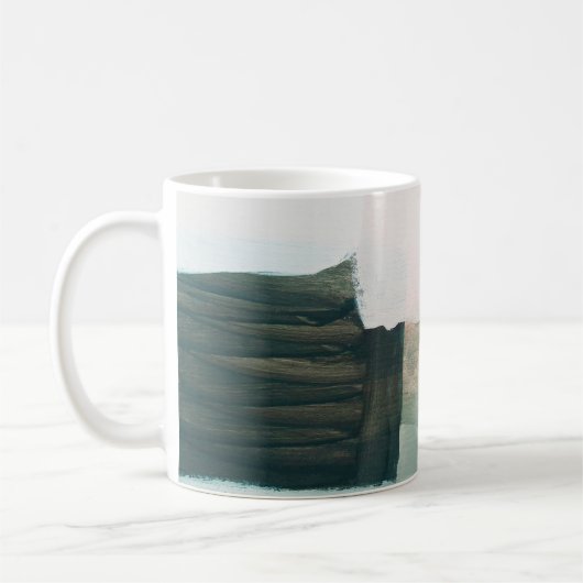 Abstrakter moderner Kunsthintergrund. Grau und Kaffeetasse (Links)