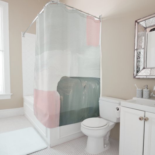 Abstrakter moderner Kunsthintergrund. Rosa, Gra Duschvorhang (Beispiel)