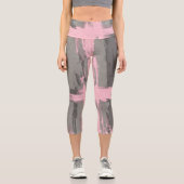 Abstrakter moderner Kunststil, grau pink Capri Leggings (Vorderseite)