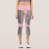 Abstrakter moderner Kunststil, grau pink Capri Leggings (Vorderseite)