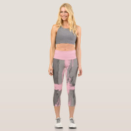 Abstrakter moderner Kunststil, grau pink Capri Leggings