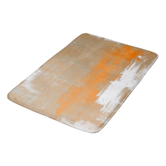 Abstrakter moderner Kunststil in orangefarbenem We Badematte (Schrägansicht)