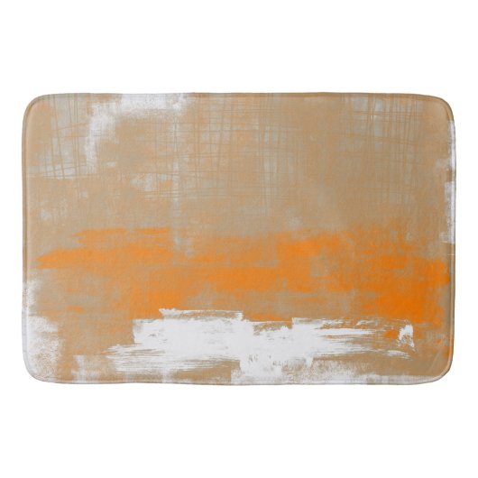 Abstrakter moderner Kunststil in orangefarbenem We Badematte (Vorderseite)