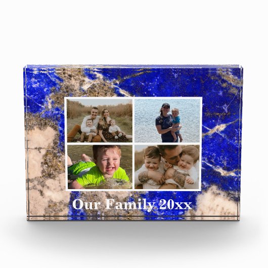 Abstrakter, moderner Lapis Lazuli Blue Granite Mar Fotoblock (Vorderseite)