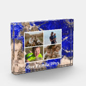 Abstrakter, moderner Lapis Lazuli Blue Granite Mar Fotoblock (Links)