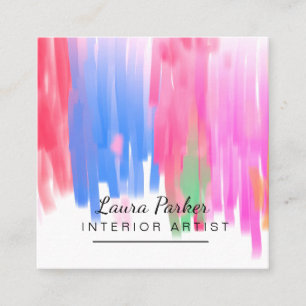 Abstrakter moderner Pinsel Wasserfarben Minimaler  Quadratische Visitenkarte