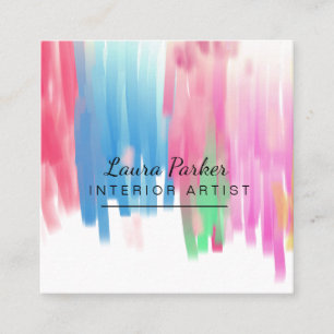 Abstrakter moderner Pinsel Wasserfarben Minimaler  Quadratische Visitenkarte