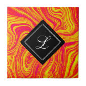 Abstrakter, moderner Rot-Gelb-Flüssig-Marmor Fliese (Vorderseite)