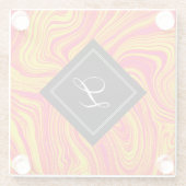 Abstrakter, moderner Rot-Gelb-Flüssig-Marmor Glasuntersetzer (Rückseite)