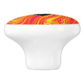 Abstrakter, moderner Rot-Gelb-Flüssig-Marmor Keramikknauf (Seitenansicht)