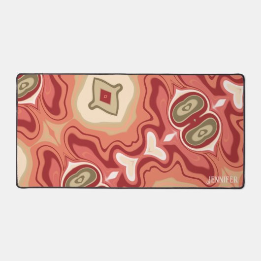 Abstrakter, moderner, roter grüner Name Boho Schreibtischunterlage (Vorderseite)