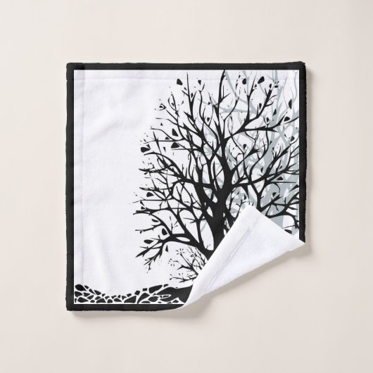 Abstrakter, moderner Silhouette Badhandtuch Set (Waschlappen)