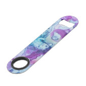 *~* abstrakter moderner violetter blauer lila speed flaschenöffner (Vorderseite Schrägansicht)