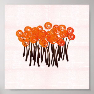 Abstrakter moderner Watercolor-Kunst-Rosen-Druck Poster