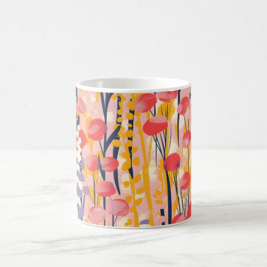 Abstrakter moderner Wildblumen-Blumen-Botanischer  Kaffeetasse (Mittel)