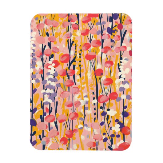 Abstrakter moderner Wildblumen-Blumen-Botanischer Magnet (Vertikal)