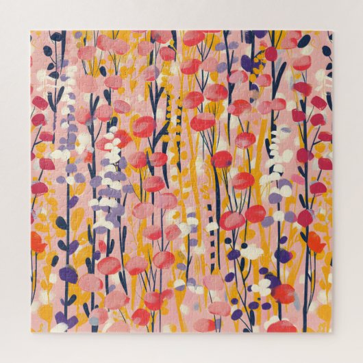 Abstrakter moderner Wildblumen-Blumen-Botanischer Puzzle (Vertikal)