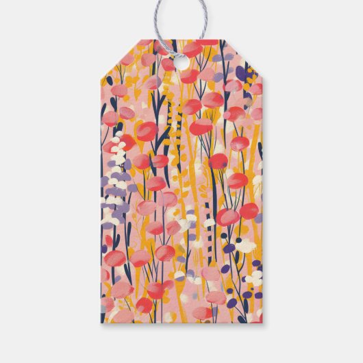Abstrakter moderner Wildblumen-Blumengarten Geschenkanhänger (Vorderseite)