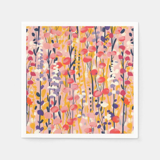 Abstrakter moderner Wildblumen-Blumengarten Serviette (Vorderseite)