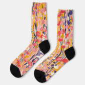 Abstrakter moderner Wildblumen-Blumengarten Socken (Linkes Detail)