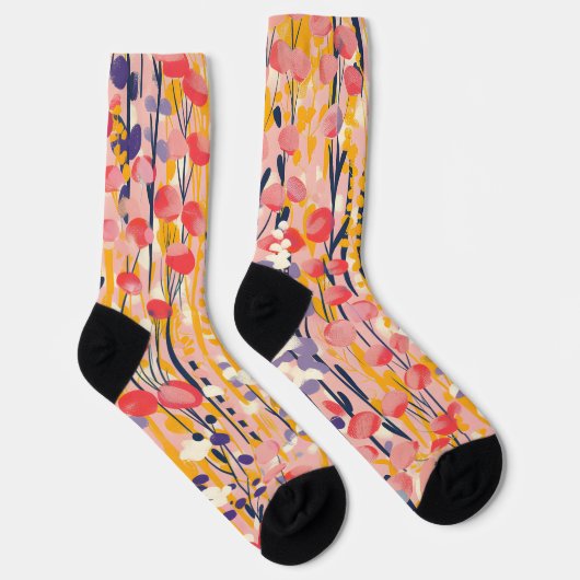Abstrakter moderner Wildblumen-Blumengarten Socken (Rechts)