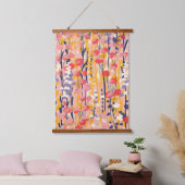 Abstrakter moderner Wildblumen-Blumengarten Wandteppich Mit Holzrahmen (Schlafzimmer)