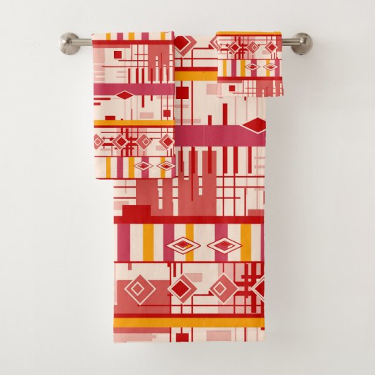 Abstrakter moderner Ziergeometrienvintag Badhandtuch Set (Insitu)