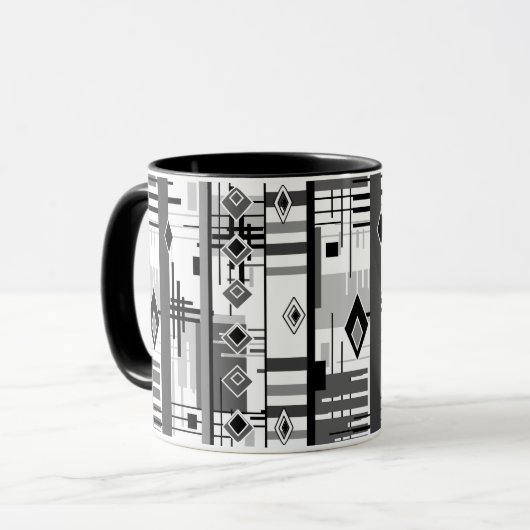 Abstrakter moderner Ziergeometrienvintag Tasse (Vorderseite Links)