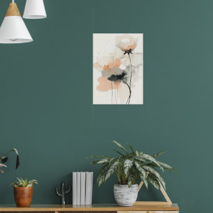 Abstrakter Mohn-Blumen-Kunstprint   Minimalistisch Poster