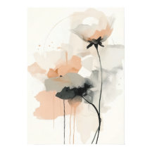 Abstrakter Mohn-Blumen-Kunstprint | Minimalistisch