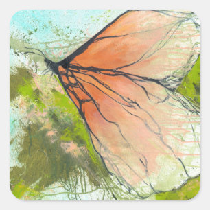 Abstrakter Monarch Butterfly Quadratischer Aufkleber