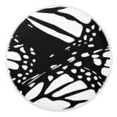 Abstrakter Monarch Butterfly Weiß und Schwarz Keramikknauf (Vorderseite)