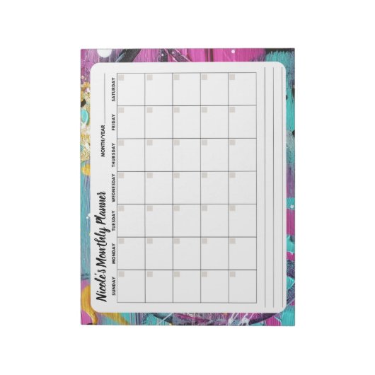 Abstrakter monatlicher Kalender Notizblock (Rotiert)