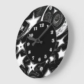 Abstrakter Mond und Sterne Große Wanduhr (Winkel)