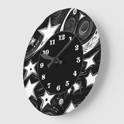 Abstrakter Mond und Sterne Große Wanduhr (Winkel)