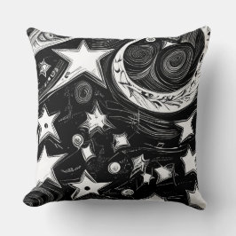 Abstrakter Mond und Sterne Kissen
