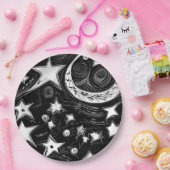 Abstrakter Mond und Sterne Pappteller (Party)