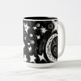 Abstrakter Mond und Sterne Zweifarbige Tasse