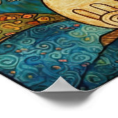 Abstrakter Mond: Whimsikkatze im romanischen Stil Poster (Ecke)