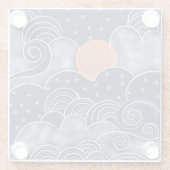 Abstrakter Mondblauer Nachthimmel Glasuntersetzer (Rückseite)