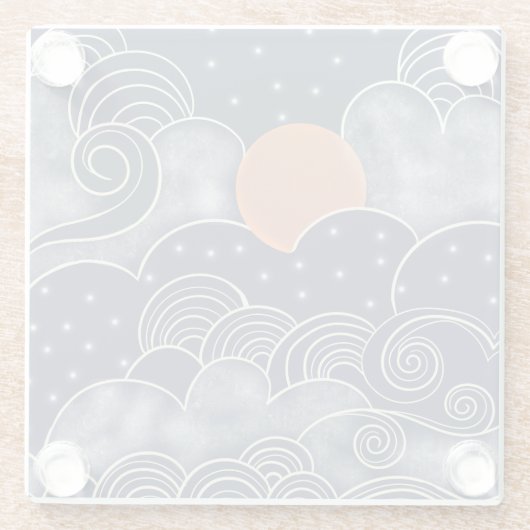 Abstrakter Mondblauer Nachthimmel Glasuntersetzer (Rückseite)