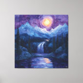 Abstrakter Mondlichter Wasserfall mit Sternenhimme Leinwanddruck (Vorderseite)