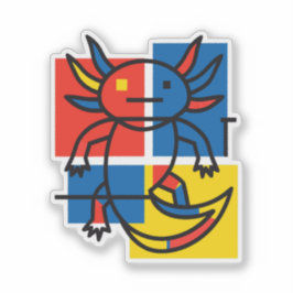 Abstrakter Mondrian Axolotl minimalistischer Neote Aufkleber