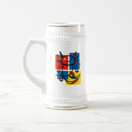 Abstrakter Mondrian Axolotl minimalistischer Neote Bierglas